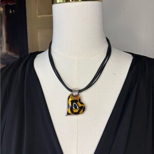 Vintage Y2K Avon Tortoiseshell Heart Necklace